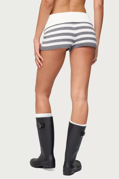 Striped Foldover Knit Shorts